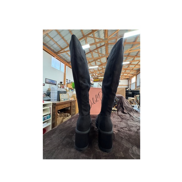 wild Pair Black Knee-High Platform Boots size 10 - Picture 6 of 12